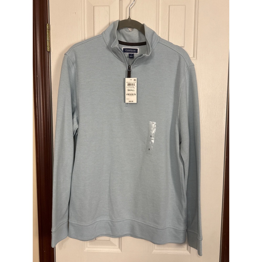 Club Room 1/4 Zip Pullover Birdseye Texture Long Sleeve Top Small